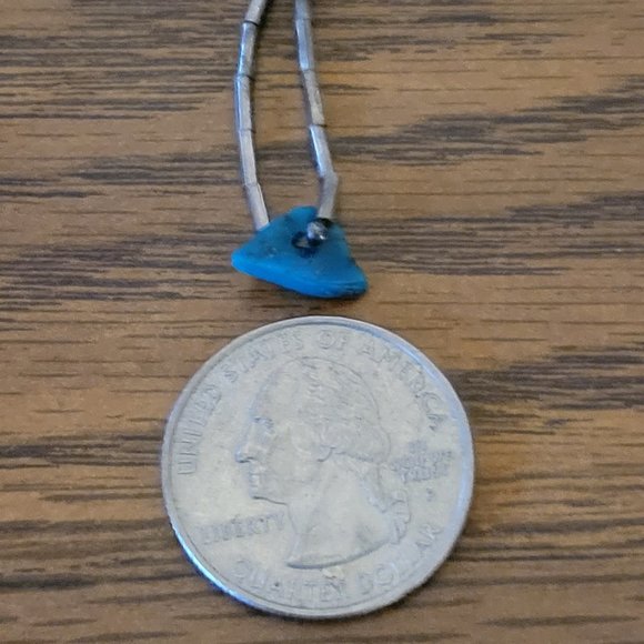 Rare vintage genuine turquoise gemstone nugget liquid silver choker. - Picture 5 of 7